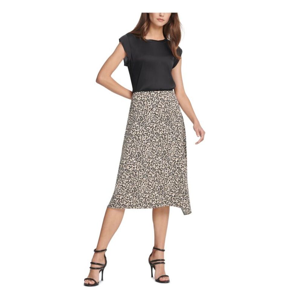 DKNY Womens Pencil Below The Knee Skirt Ruffled